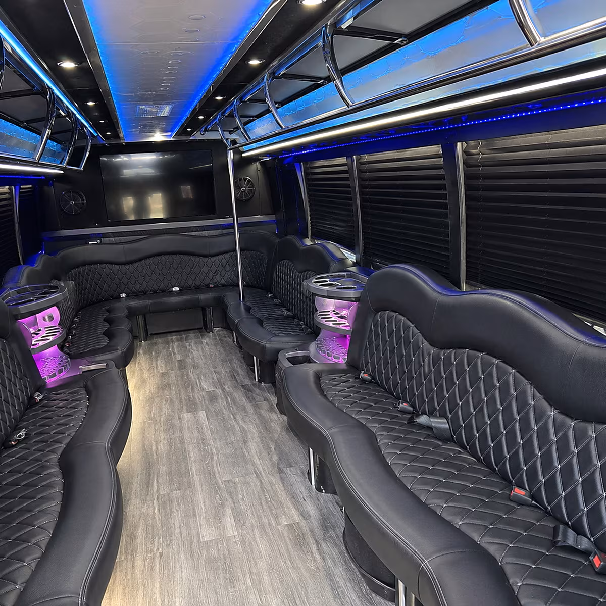 Modesto Birthday, Sweet 16, & Quinceañera Transportation party bus interior