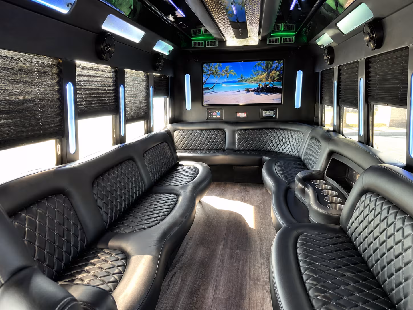 Modesto Private Event Transportation party bus exterior