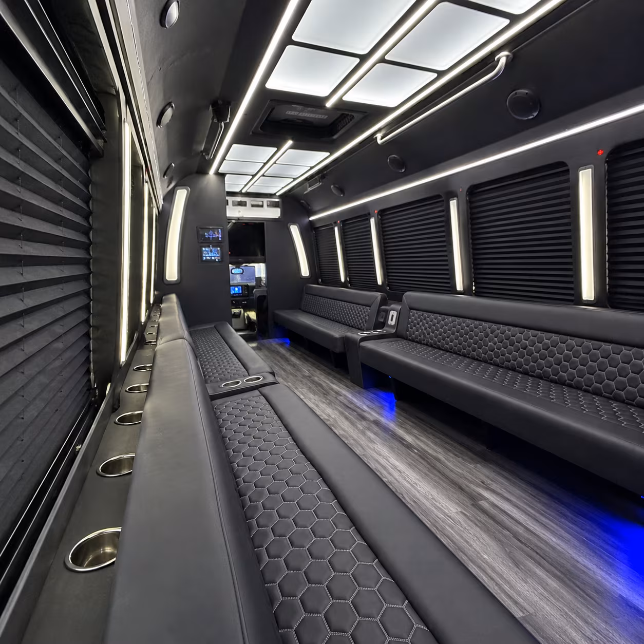Modesto Private Event Transportation party bus exterior