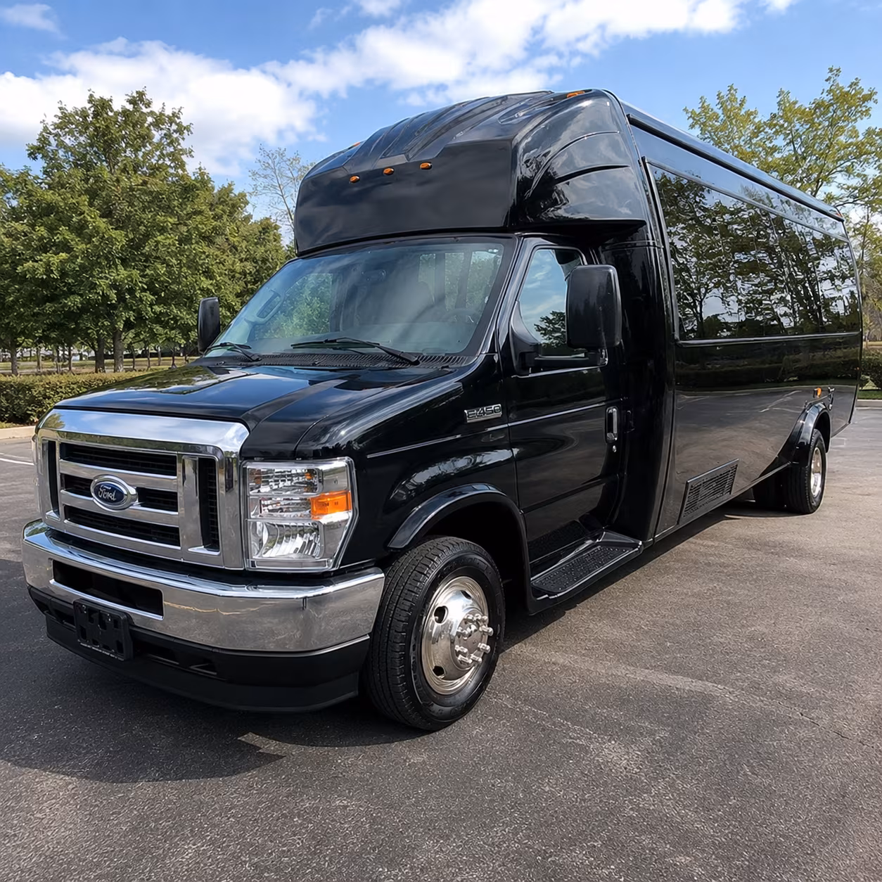 Modesto Sporting Event Transportation party bus exterior