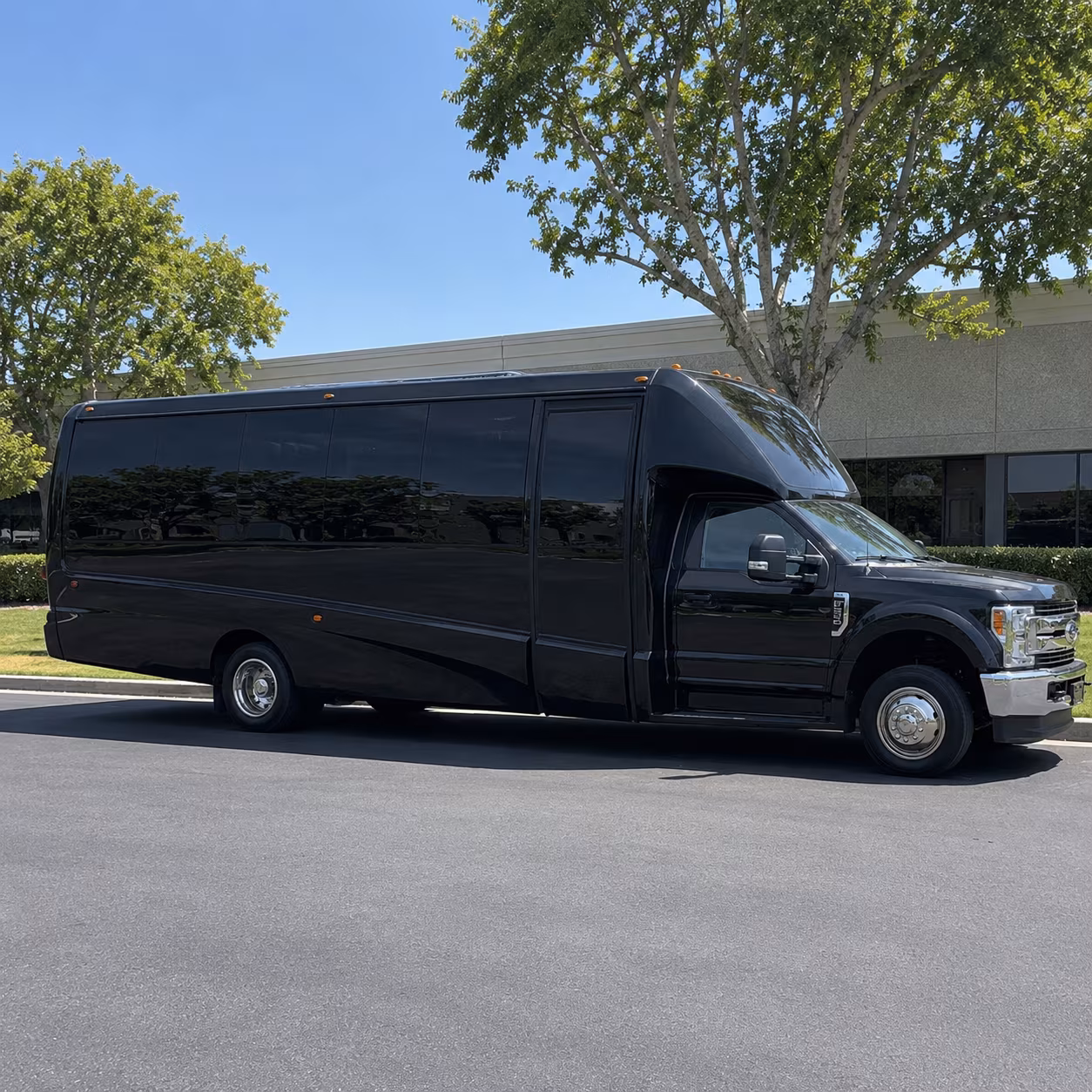 Modesto Sporting Event Transportation party bus exterior