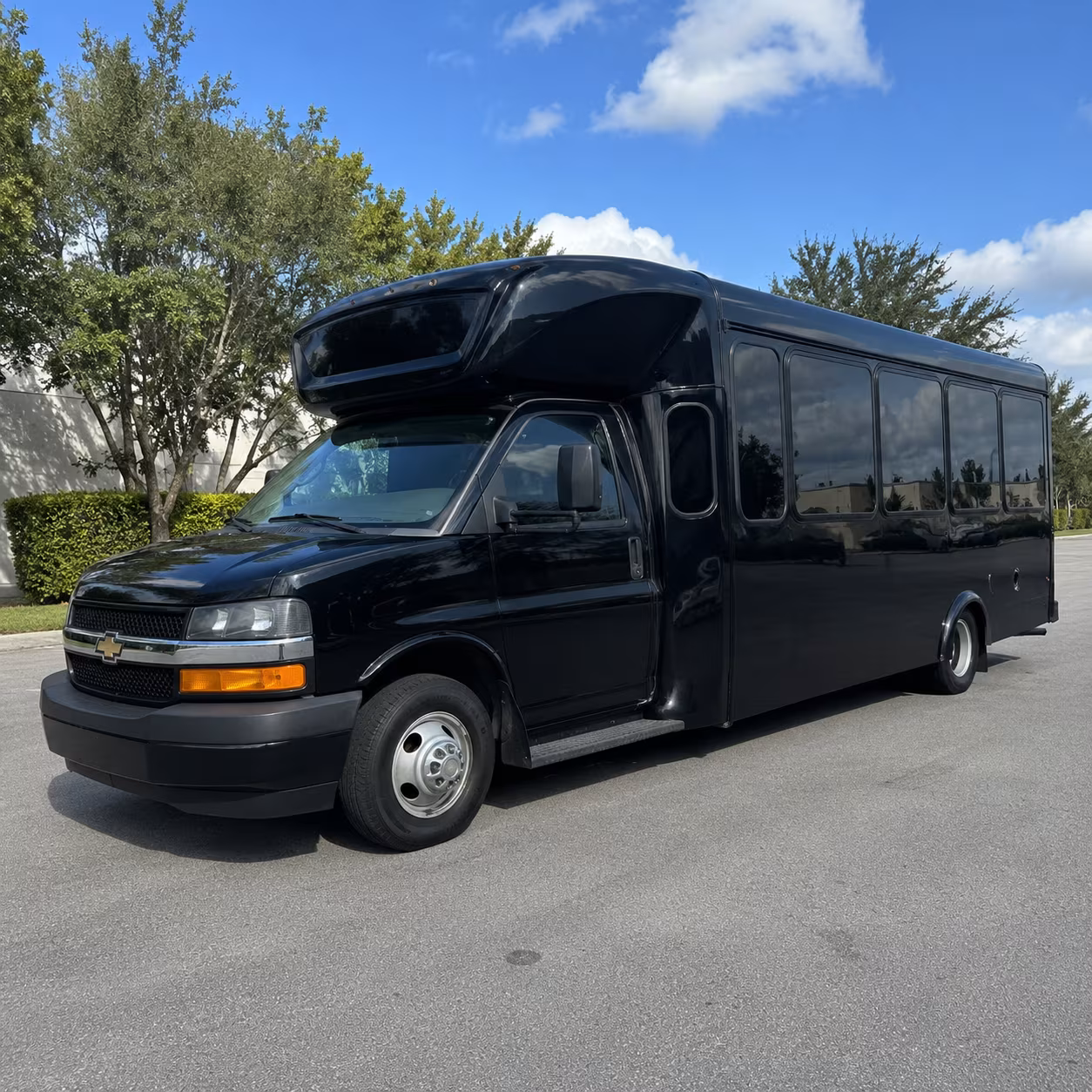 Modesto Wedding Transportation party bus exterior