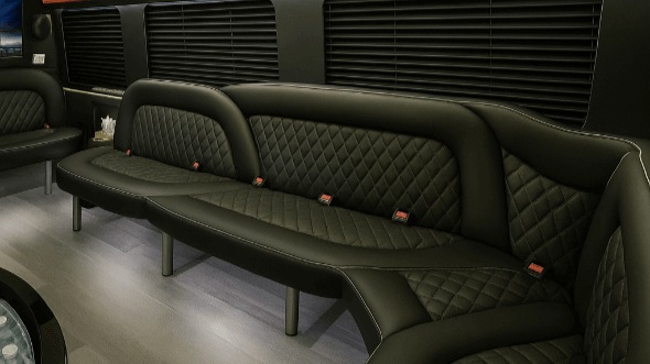 Interior of Charter Bus Company Merced's 14 Passenger Sprinter Limousine in Merced