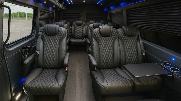 Interior of Charter Bus Company Modesto's 15 Passenger Mini Bus in Modesto