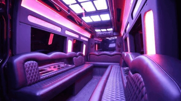 Interior of Charter Bus Company Lodi's 18 Passenger Party Bus in Lodi