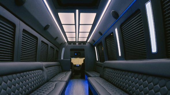 Interior of Charter Bus Company Clovis's 20 Passenger Party Bus in Clovis