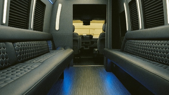 Interior of Charter Bus Company Vacaville's 20 Passenger Party Bus in Vacaville