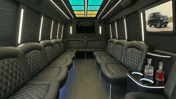 Interior of Charter Bus Company Tracy's 25 Passenger Party Bus in Tracy