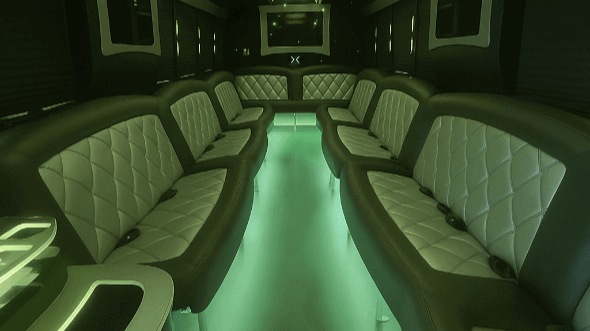 Interior of Charter Bus Company Tracy's 28 Passenger Party Bus in Tracy