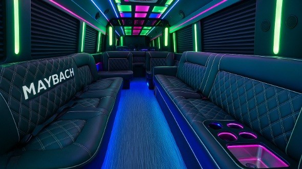 Interior of Charter Bus Company Sacramento's 30 Passenger Party Bus in Sacramento