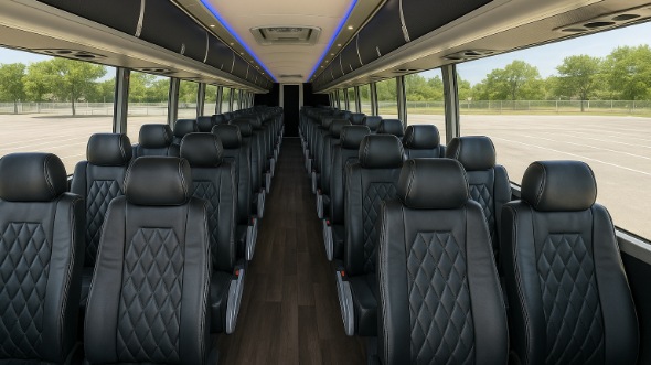 Interior of Charter Bus Company Modesto's 40 Passenger Charter Bus in Modesto