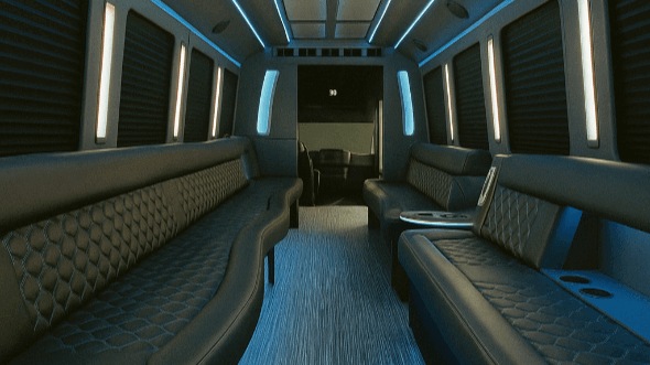 Interior of Charter Bus Company Clovis's 40 Passenger Party Bus in Clovis