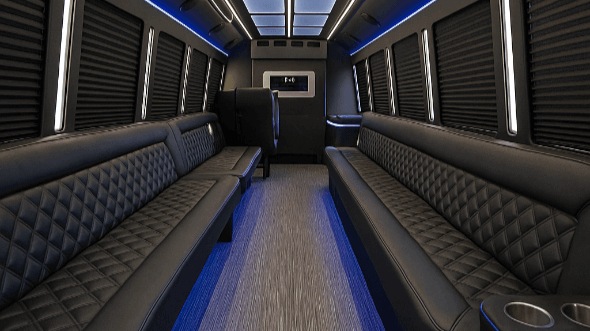 Interior of Modesto Party Bus Company's 40 Passenger Party Bus in Modesto