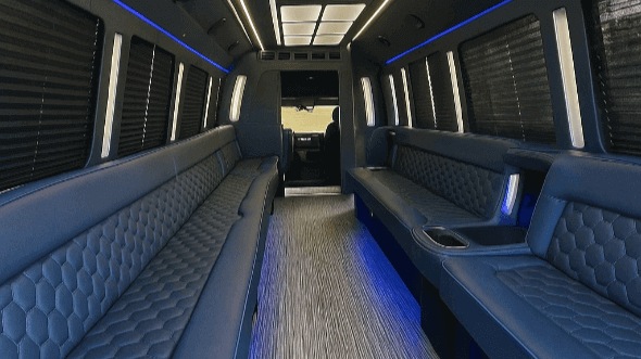 Interior of Charter Bus Company Vacaville's 40 Passenger Party Bus in Vacaville