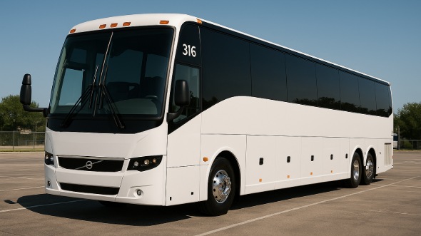 Exterior of Charter Bus Company Merced's 40 Passenger Party Bus in Merced
