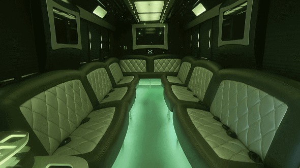 Interior of Charter Bus Company Clovis's 50 Passenger Party Bus in Clovis