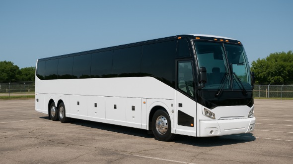 Exterior of Charter Bus Company Modesto's 55 Passenger Charter Bus in Modesto